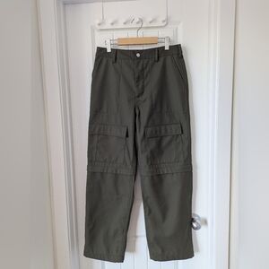 Oak + Fort Olive Green Loose Fit Cargo Pants Convertible Zip Off Size Medium